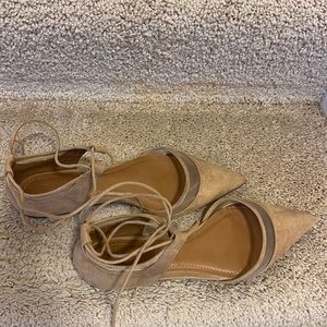 Nude Zara Lace Up Flats